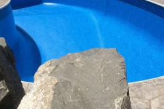 Lafayette pool, complete design and installation of kidney shaped pool with custom liner, deck and diving rock